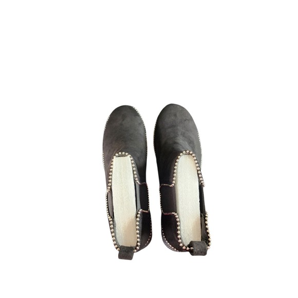 Womens black Suede Chelsea Ankle Boots‎ Platform Lug Sole Studded Accents - Picture 2 of 8